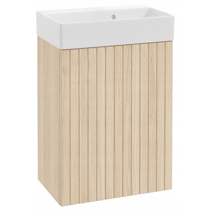 Dulap de baie cu chiuveta, stejar Vicenza, canelat, 50x70cm, Kiara