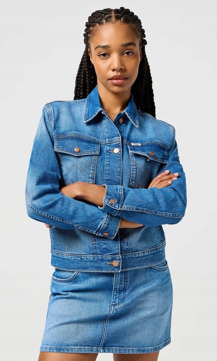 Női farmerdzseki, Wrangler, Heritage Jacket, normál fazon, kék, pamut