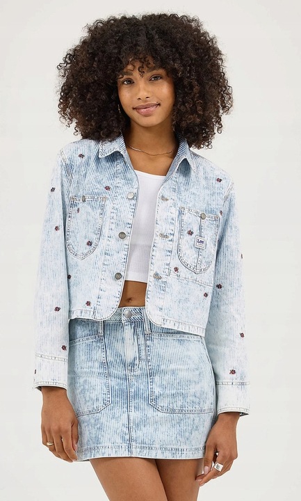 Geaca Lee Cropped Chore, bumbac, albastru, cu nasturi, pentru femei, S INTL