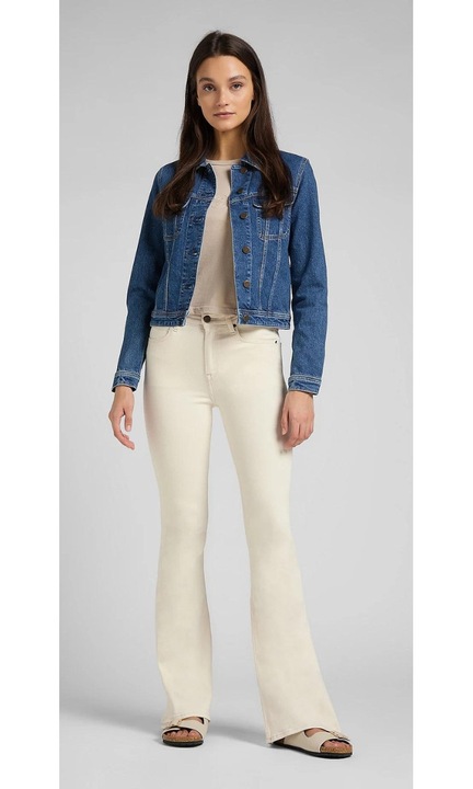 Geaca de blugi Lee, ajustata, albastra, bumbac, 2 buzunare cu clapa, XS INTL