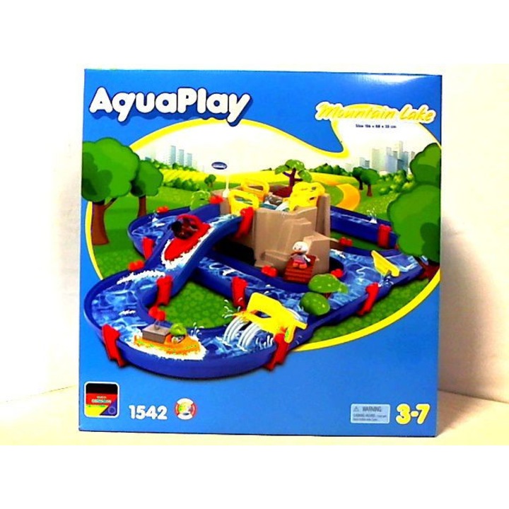 Circuit de apă Aquaplay Mountain Lake, 126x88cm, set interactiv pentru exterior, culori vibrante, plastic