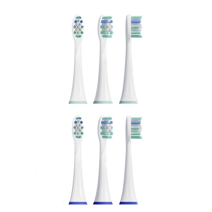Rezerve capete periere pentru periuta electrica, BOMSTOM, pachet de 6, standard, click-on, compatibil cu de periuta de dinti electrica Philips Sonicare Seria 4100, 5100, 6100, 9023, W (model de control al placii antibacteriene de inalta eficienta), alb