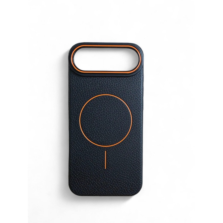 Husa Magnetica pentru iPhone Air, TPU Textura Piele, Neagra, Margini Ridicate Protectie Ecran si Camera