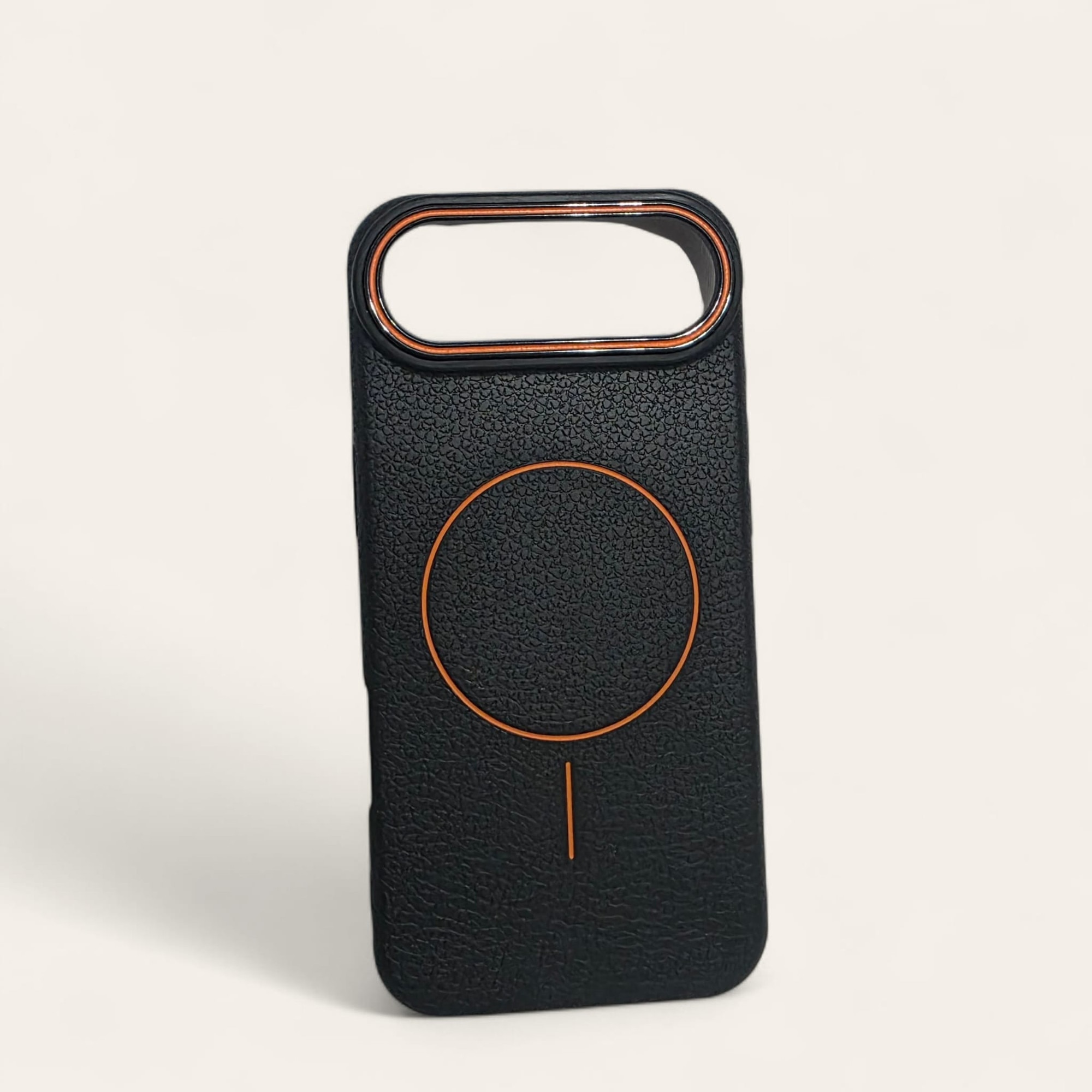 Husa Magnetica pentru iPhone Air, TPU Textura Piele, Neagra, Margini Ridicate Protectie Ecran si Camera
