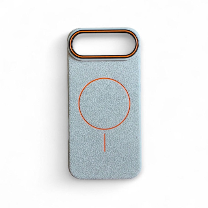 Husa Magnetica pentru iPhone Air, TPU Textura Piele, Alba, Margini Ridicate Protectie Ecran si Camera