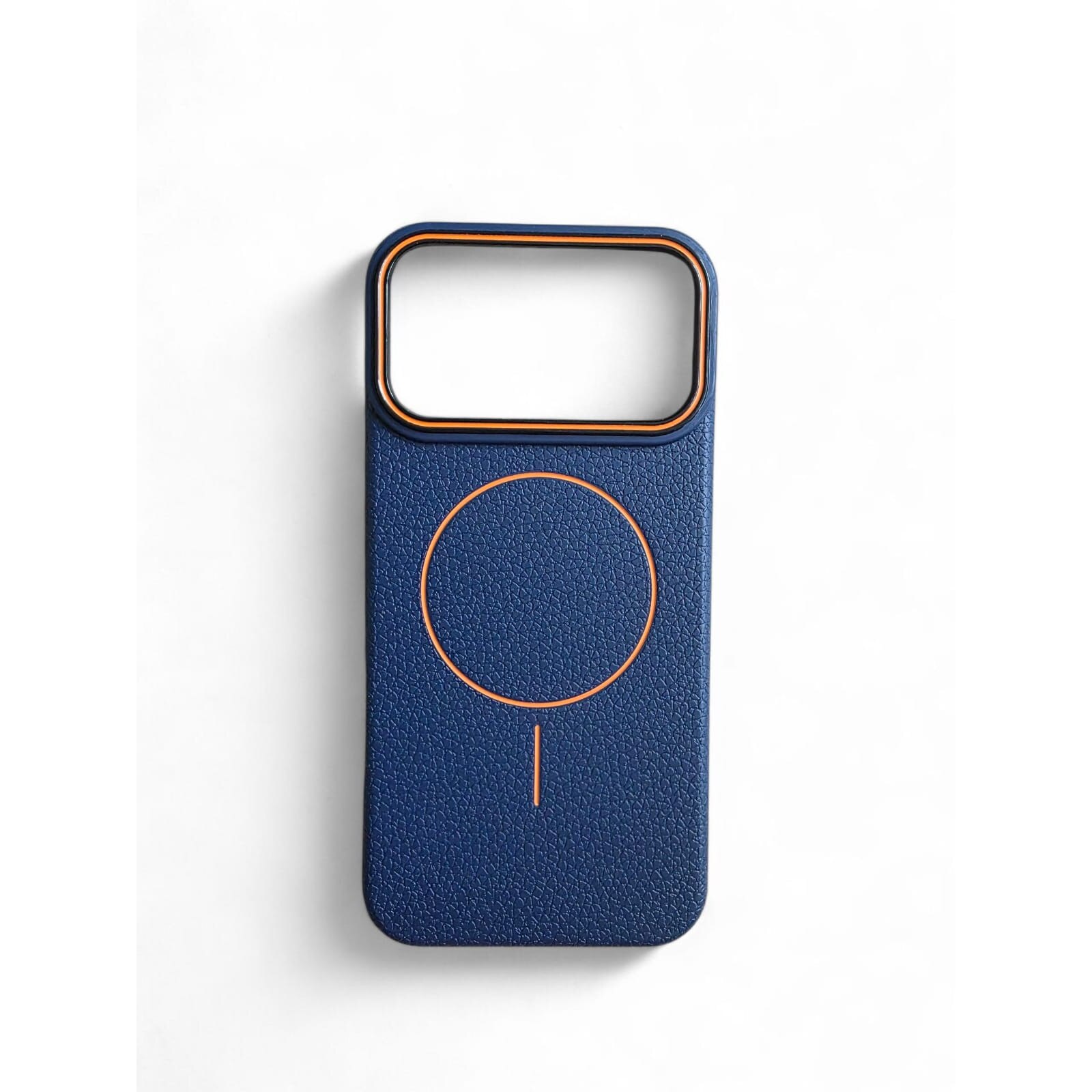 Husă magnetică Case pentru iPhone 17 Pro Max, TPU cu textură imitație piele, albastru închis, margini ridicate
