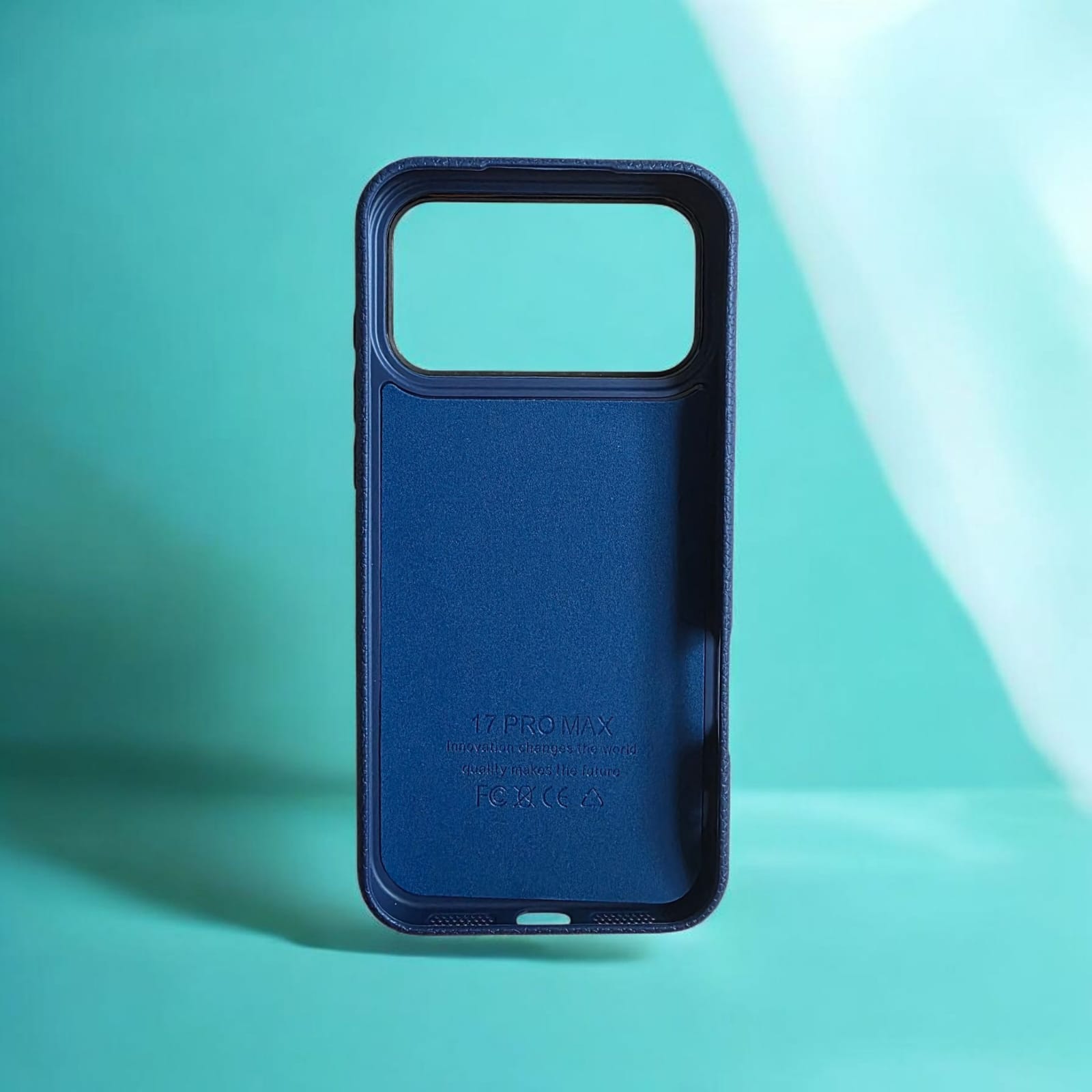 Husă magnetică Case pentru iPhone 17 Pro Max, TPU cu textură imitație piele, albastru închis, margini ridicate
