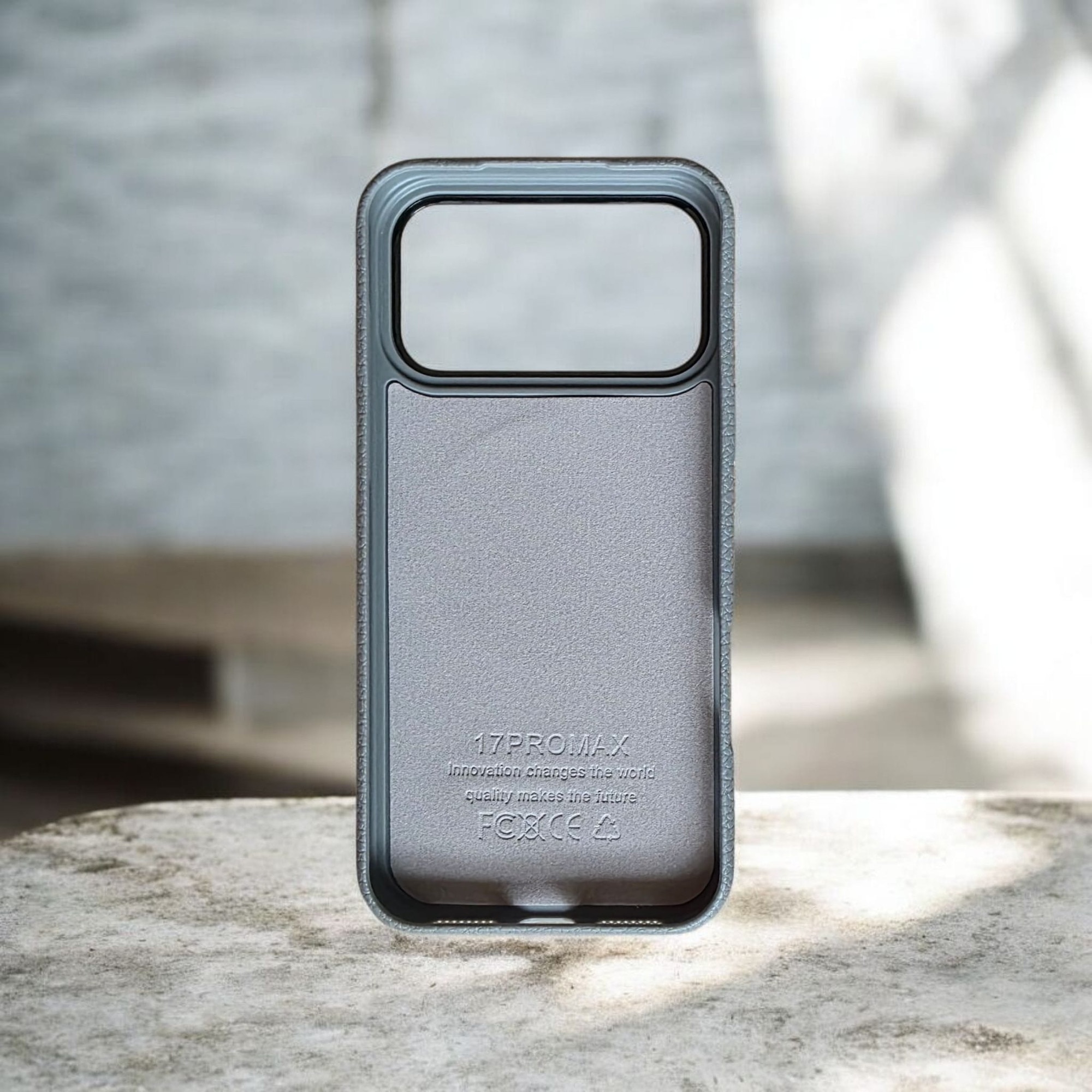 Husă magnetică Case pentru iPhone 17 Pro Max, TPU texturat, gri, cu margini ridicate