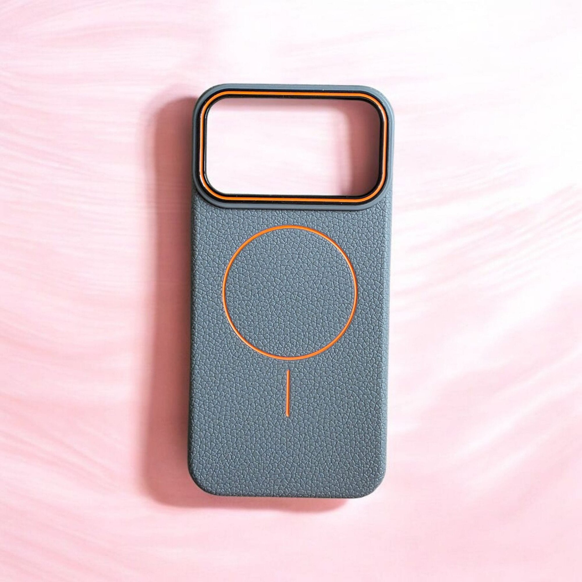 Husă magnetică Case pentru iPhone 17 Pro Max, TPU texturat, gri, cu margini ridicate
