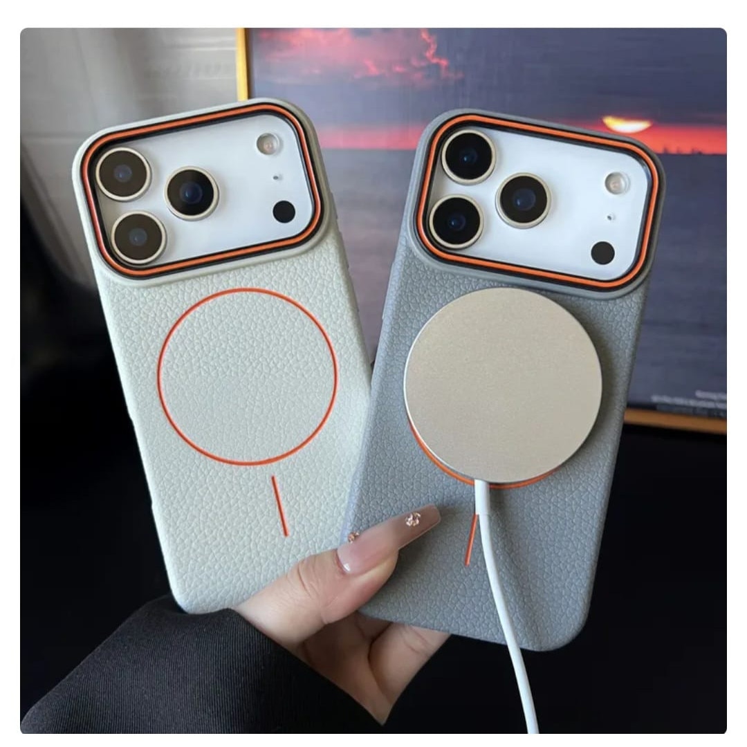 Husă magnetică Case pentru iPhone 17 Pro Max, TPU texturat, gri, cu margini ridicate