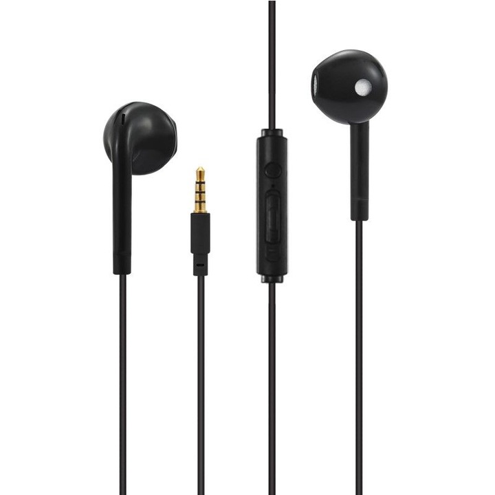 Casti cu fir 2GO Comfort In-Ear, microfon, 3.5mm, negru, 1.2m