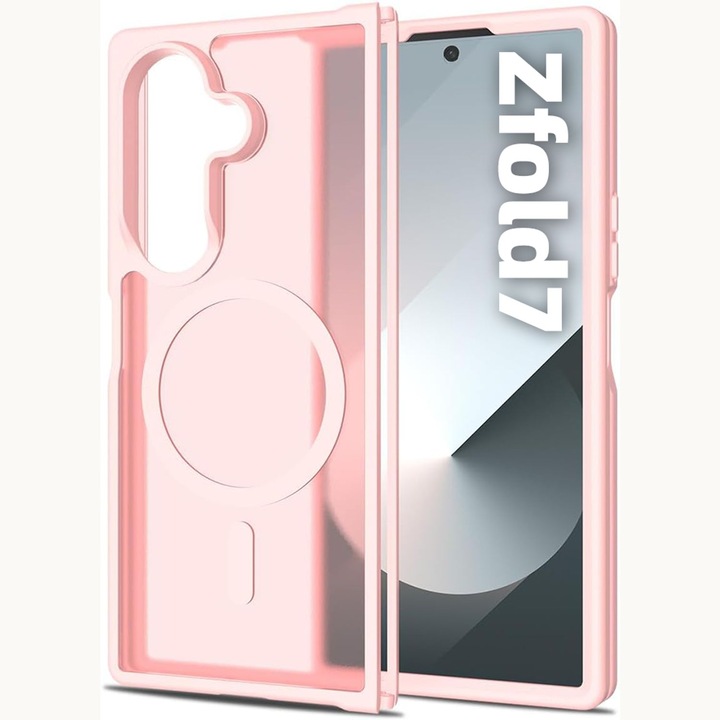 Husă telefon, wumeiwang, pentru Samsung Galaxy Z Fold7, protecție colțuri, MagSafe, roz deschis/transparent