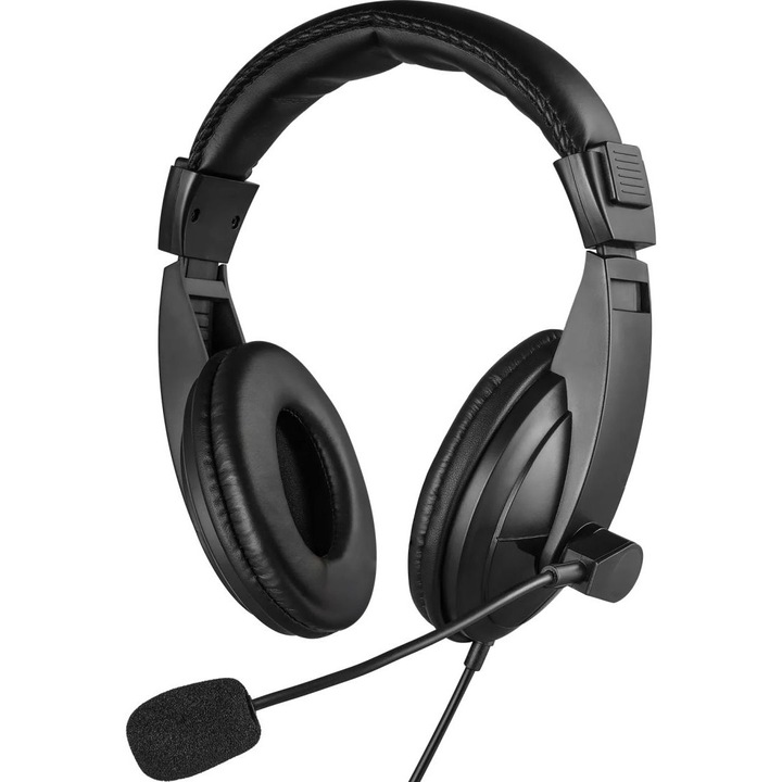 Casti cu fir Sandberg, Saver MiniJack, microfon, 3.5mm, 2.5m, negru