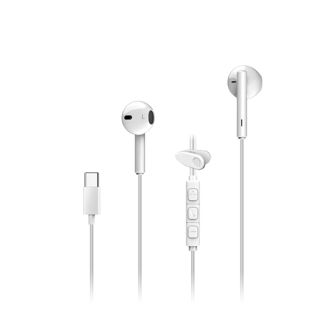 Casti cu fir Genius HS-M366, microfon, USB-C, alb, 1,2m