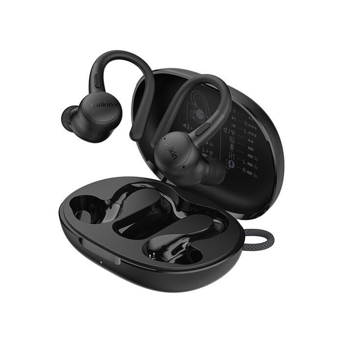 Casti wireless Belkin, SoundForm ActiveFit, microfon, Bluetooth, negru