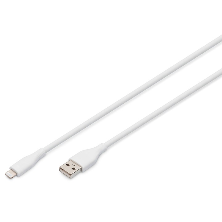Cablu USB-A compatibil cu Apple, Assmann, 1m, alb, 12W