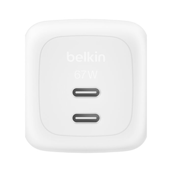 Incarcator Belkin USB-C 67W PD, 2xUSB-C, alb