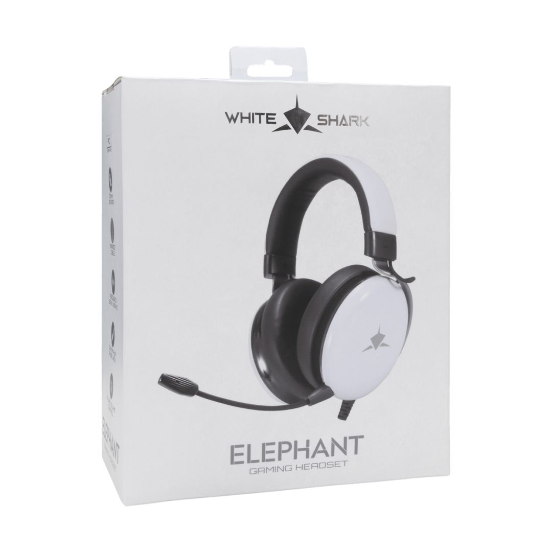 Casti gaming cu fir White Shark, GH-2540W, microfon, alb, 1.8m