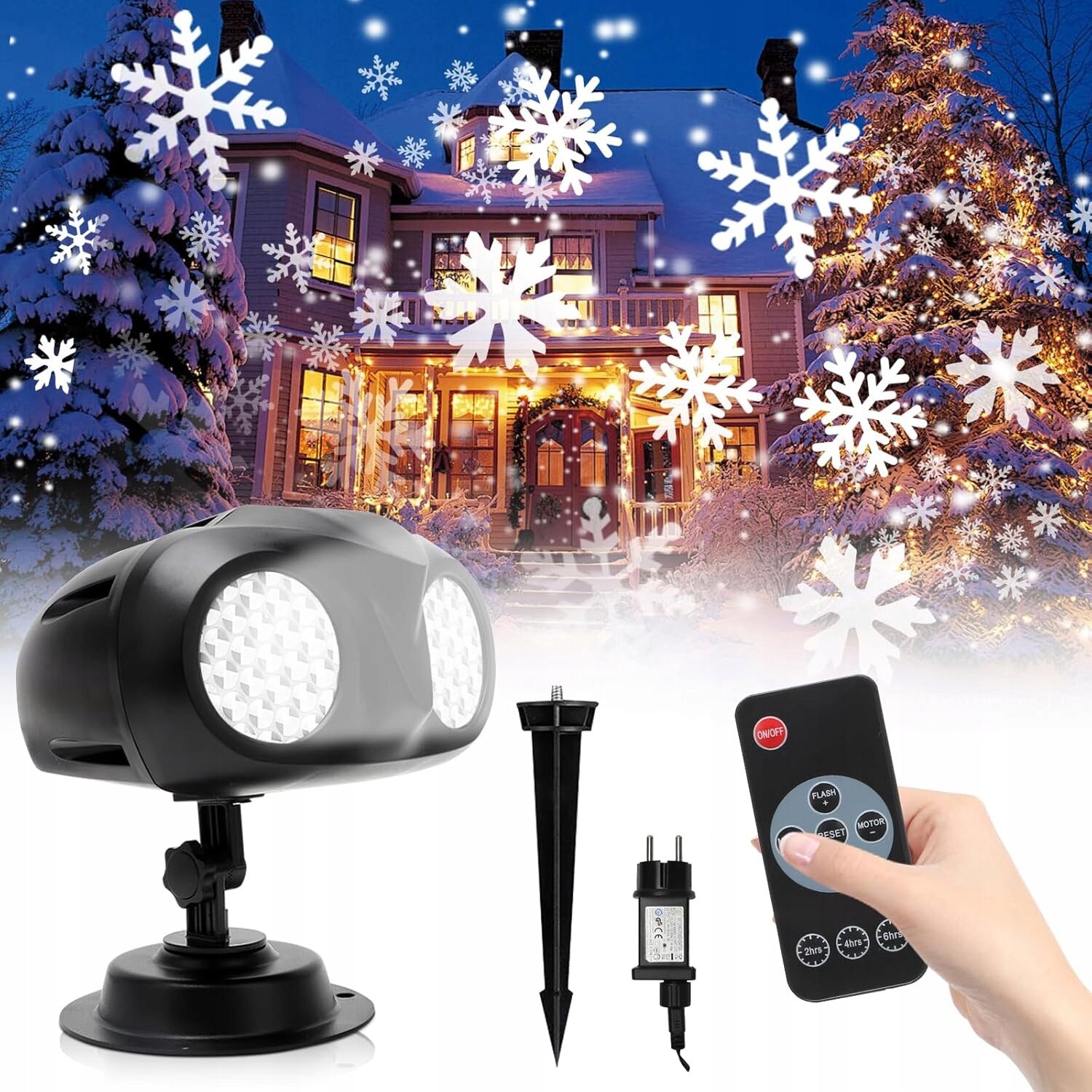 Proiector de Craciun exterior cu fulgi de zapada, LED, cu