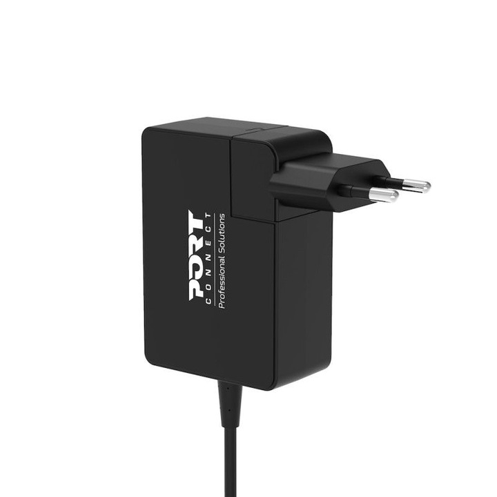 Port Designs GaN 100W International Travel Wall Charger USB-C & USB-A Black, 264226, Töltő