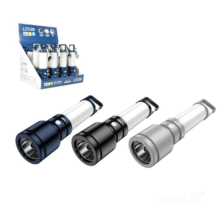 LED фенер, KOBI LIGHT, X-MPR 8, 150 lm, 6000K/3000K, USB-C, комплект от 12 броя, многоцветен
