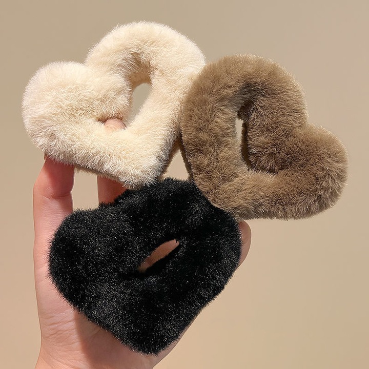 Túlméretezett hajcsat, bolyhos design, többszínű, magasra tűzött frizurákhoz