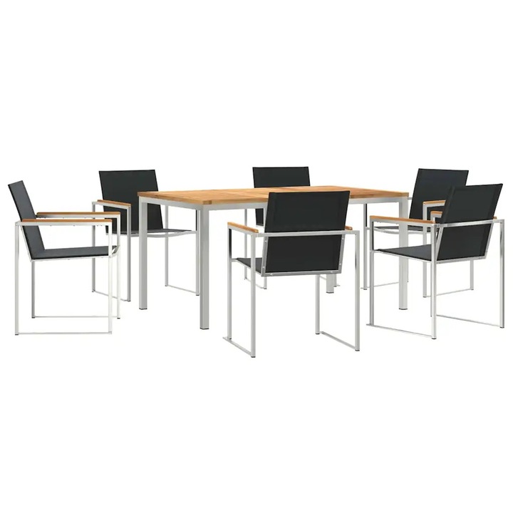 Set de masa pentru gradina 7 pcs Maro Lemn solid de tec, vidaXL, 3334832
