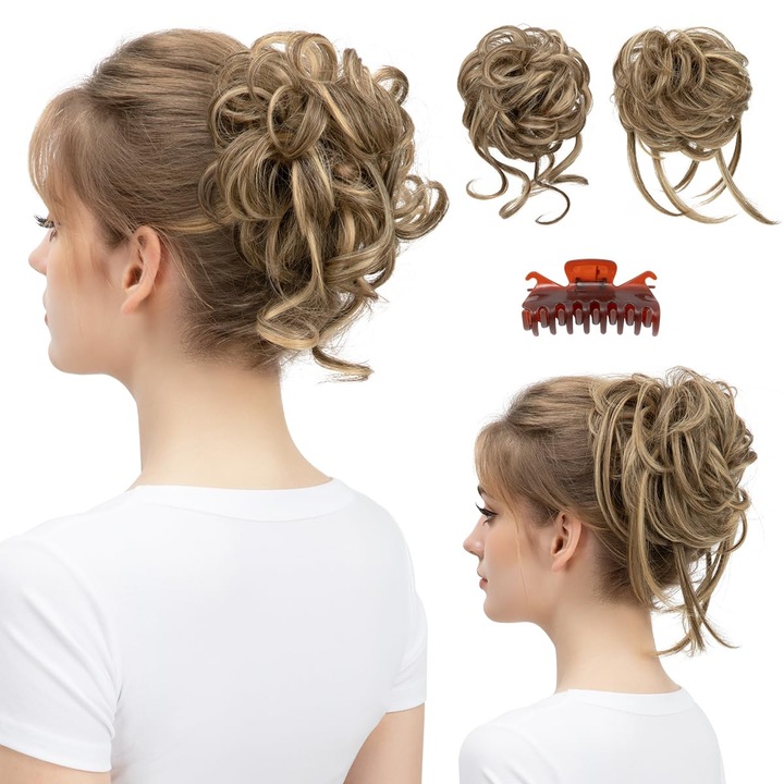 Set de 2 extensii pentru bucle, Omelivon, cu clame detasabile, negru, 20 cm