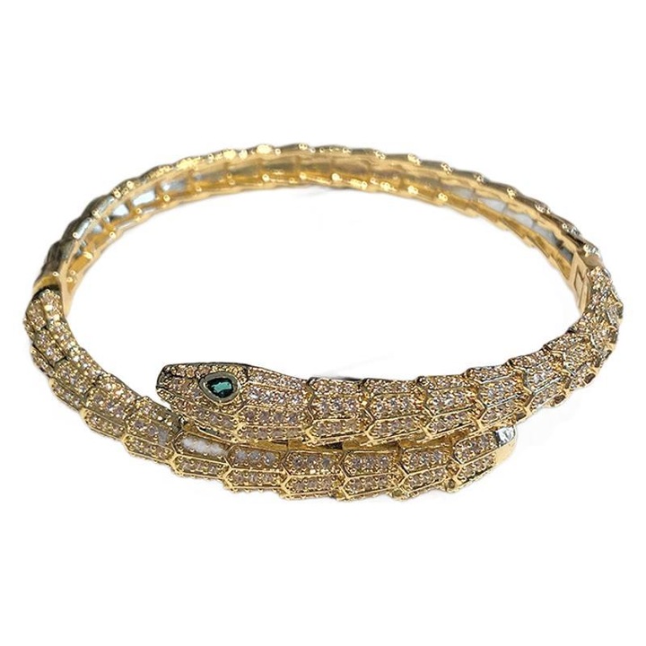 Bratara vintage cu sarpe scalat, design dominant, bijuterie de moda, culoare retro, ajustabila