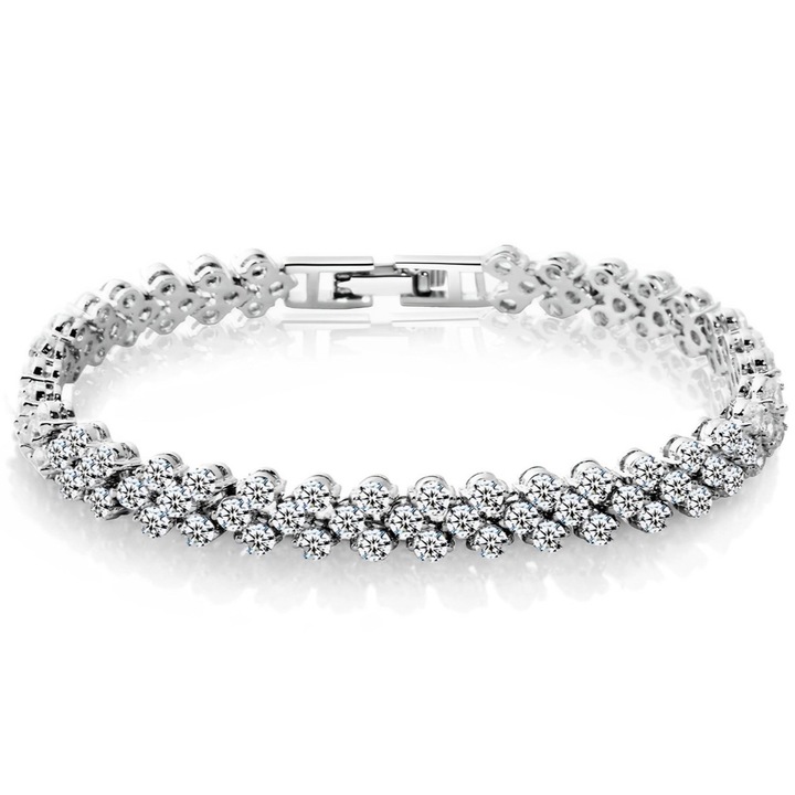 Bratara dama zirconia cristal, metal, stil european