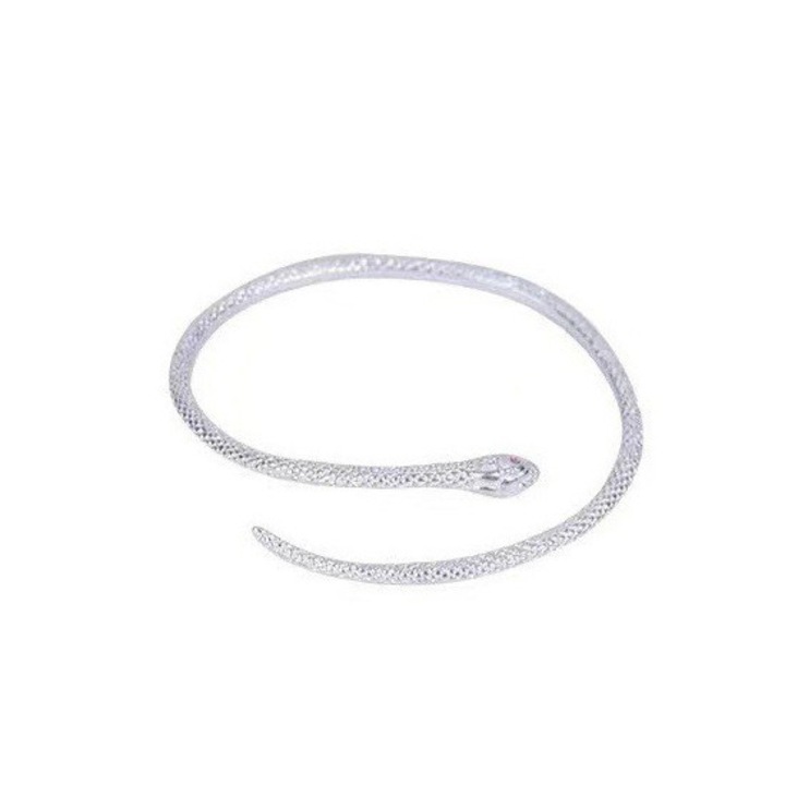 Bratara minimalista argintie cu design sarpe, ajustabila, bijuterii dama