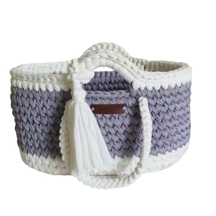 Cos depozitare scutece CEEHOOM, handmade, mov, cu maner, compartimente multiple