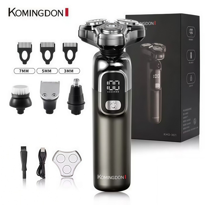 Masina de ras electrica, 4 in 1, rezistenta la apa, otel inoxidabil, reincarcabila