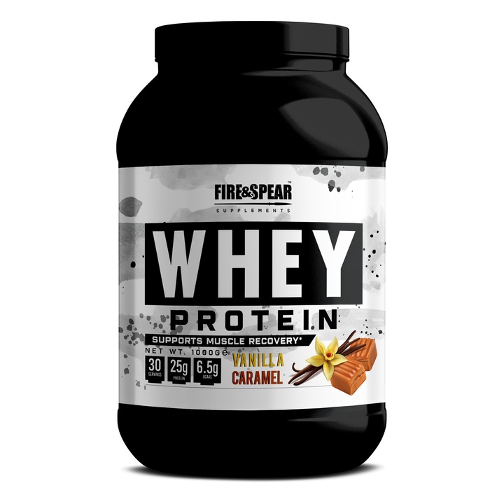 Proteine Whey Fire & Spear, caramel și vanilie, 2 kg