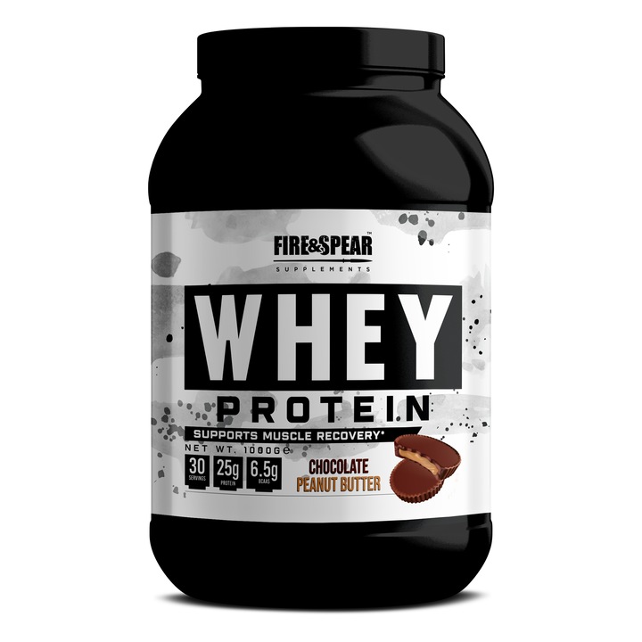 Fire & Spear Whey Proteine din zer, aroma de ciocolata si unt de arahide 2 kg