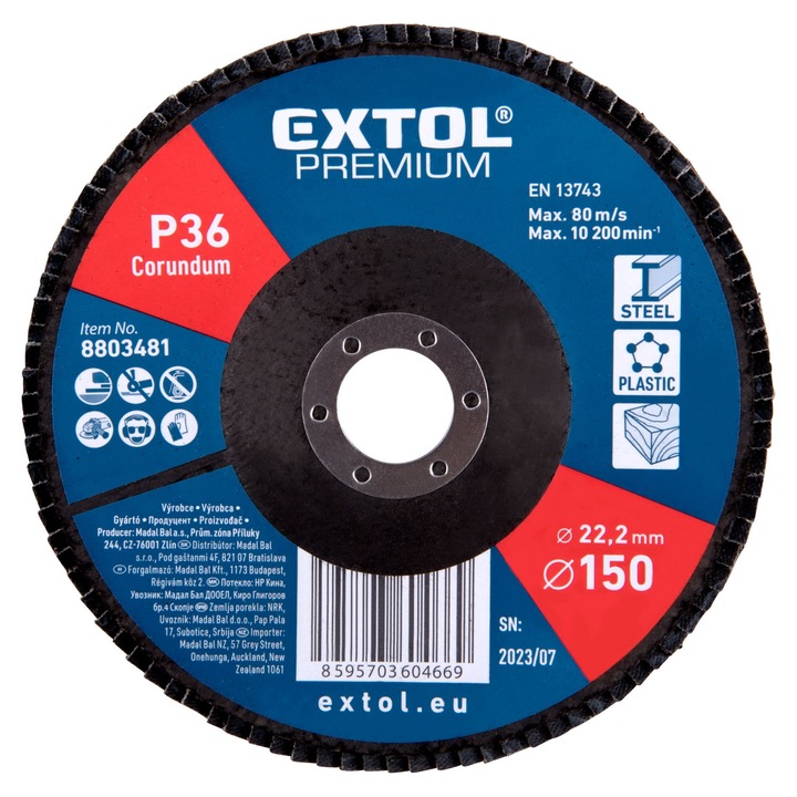 Disc de slefuit EXTOL PREMIUM, 8803481, O150mm, P36