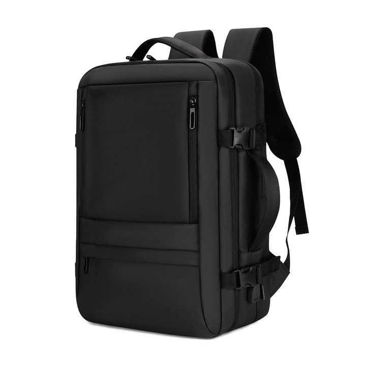 Rucsac laptop, capacitate mare, design extensibil, compartimente multiple, rezistent la apa, negru