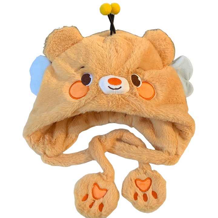 Caciula plus cu ursulet, model albina, M (56-58cm)