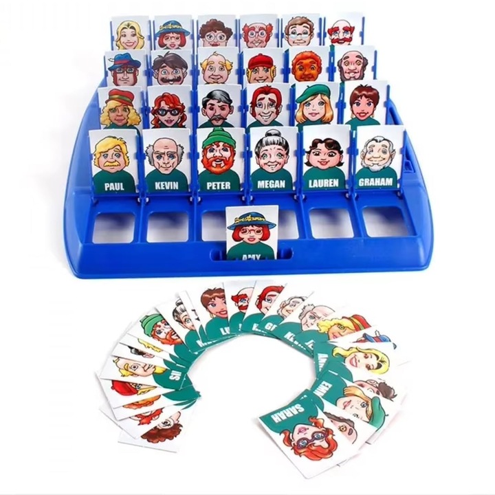 Кой е това? - Класическа семейна настолна игра за гадаене за деца и възрастни, забавна пъзел игра за пътуване, партита и игрови вечери