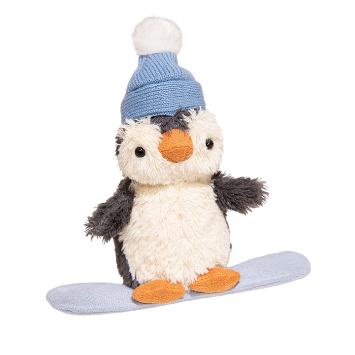 Jucarie de plus, pinguin pe skateboard, 18cm, set de jucarii de plus
