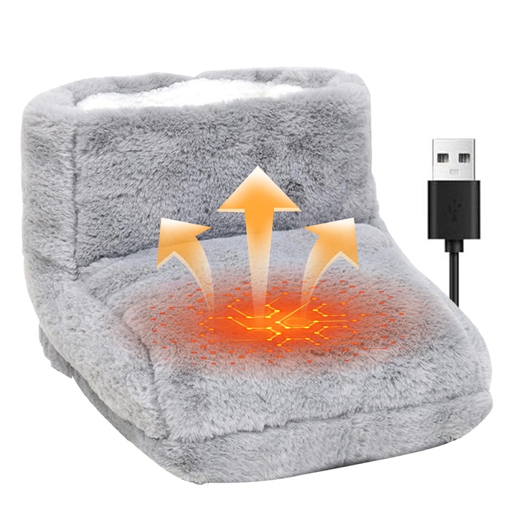 Papuci incalzitori Juksun, plus, gri, universal, 23x32x22cm