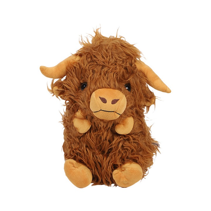 Jucarie de plus - Taur Scottish Highland, respirabil, cu muzica, 28x20x12mm