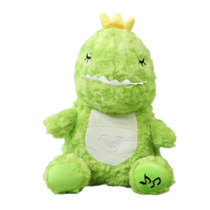 Интерактивна играчка, еднорог динозавър, зелен, звукова активация, 28x20x12см