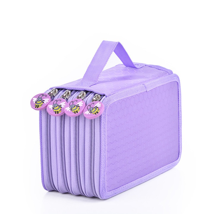 ORBER Penar cu maner, 4 straturi de depozitare, 72 compartimente, impermeabil, rezistent la socuri si caderi, detasabil, tesatura oxford, 20x12, 5x8cm, Violet