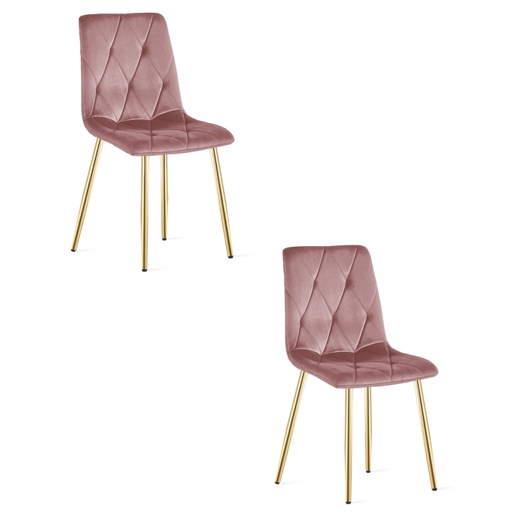 Тапициран стол, LEOBERT, LIBRA, розов, 86,5x45x54см, комплект 2 броя