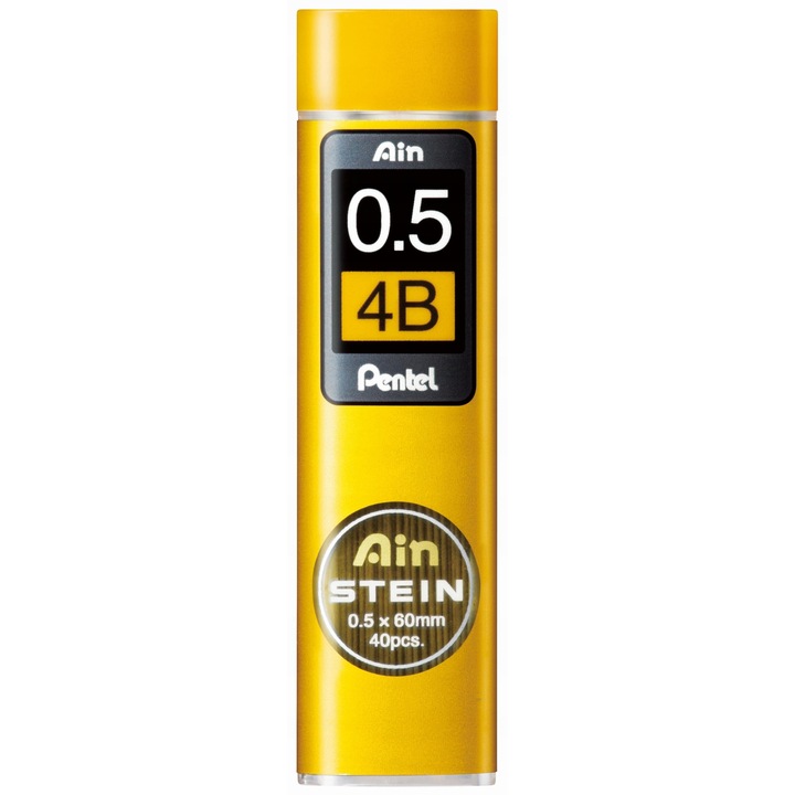 Резерви графит Pentel Ain Stein 0.5mm 4B, комплект 40 бр., черен