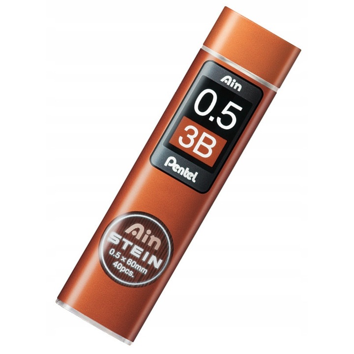 Графити за молив, Pentel AIN STEIN, 0.5 мм, 3B, комплект 40 бр., черен