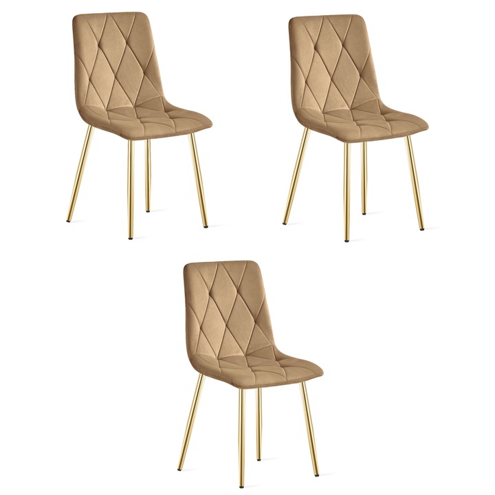 Тапициран стол, LEOBERT, LIBRA, цвят кафяв, размери 45x54см, употреба в хол, кухня, трапезария