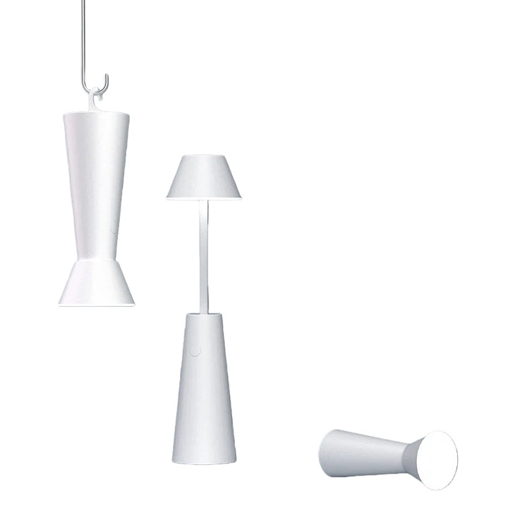 Lampa de birou extensibila, PC, 7.4x7.4x18.6 cm, protectie ochi, studenti si dormitor, functie lanterna portabila, alb