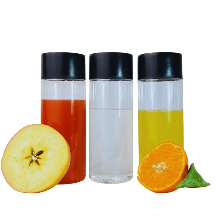 Set 3 Sticle pentru apa cilindrice 300 ml, din plastic transparente, cu capac cu filet – ideale pentru apa, sucuri sau smoothie